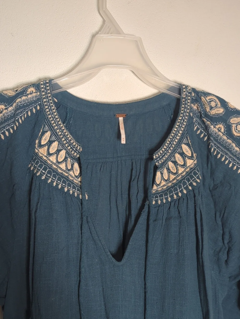 Free People Women's‎ Shirt Dreamweaver Tunic Top Tiered Embroidered Medium
